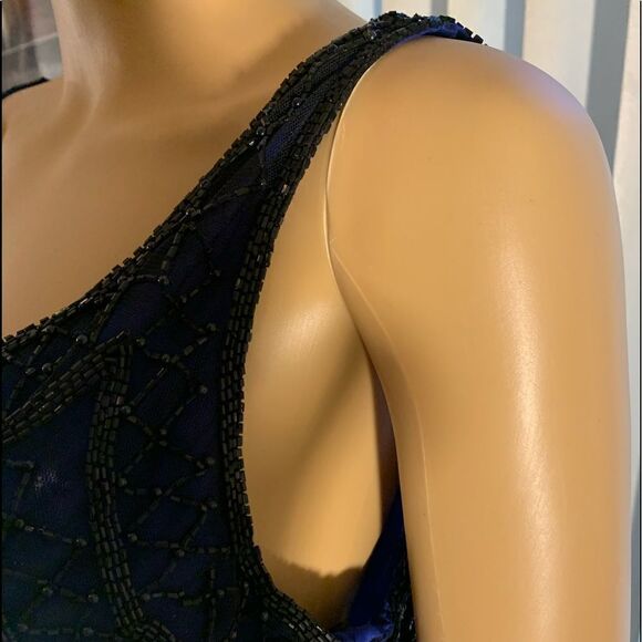 Laurence Kazar Beaded Front And Back Sleeveless Backless Size PXL Cocktail Dress - Picture 4 of 15